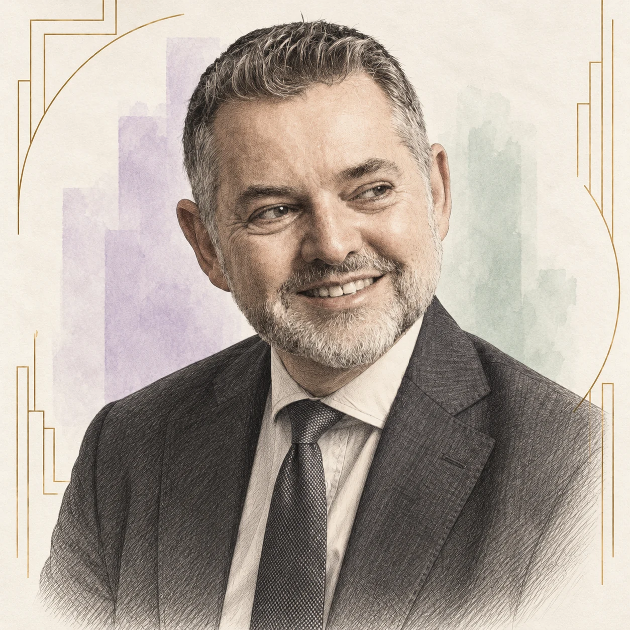 Art Deco portrait of Guy Sanderson