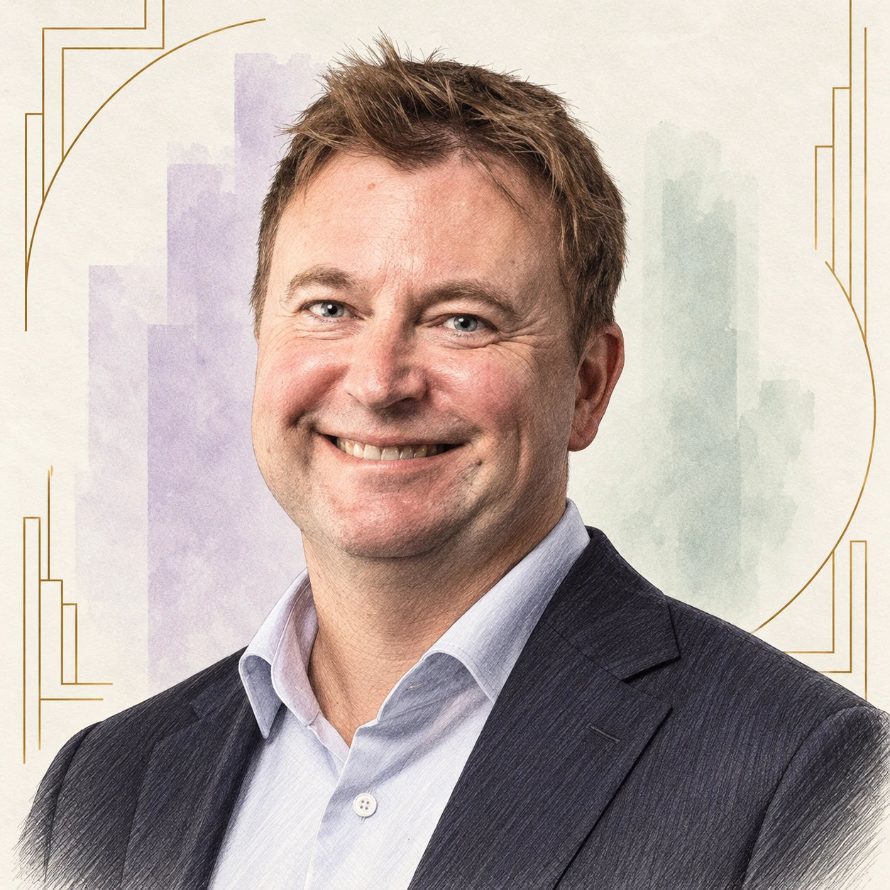 Art Deco portrait of Mark Johnston